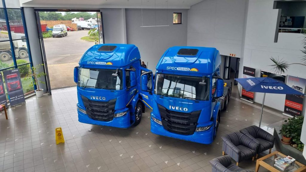 Two new Spectrans Iveco trucks on display at the vehicle handover