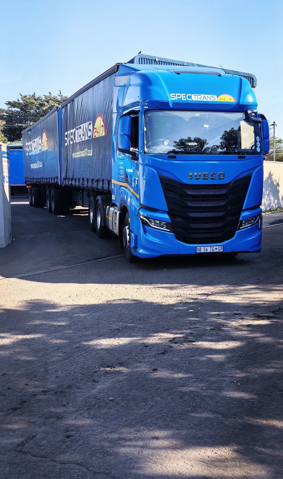 Spectrans truck and trailer parked at the Durban depot